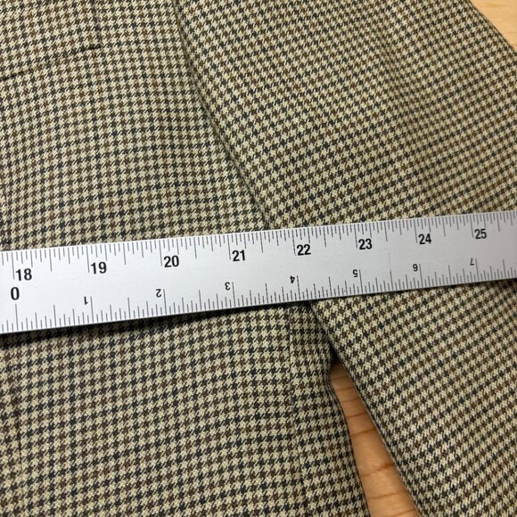 Lauren Ralph Lauren Houndstooth Blazer 46R Brown Tan Silk Wool Blend Coat Jacket - Picture 5 of 14